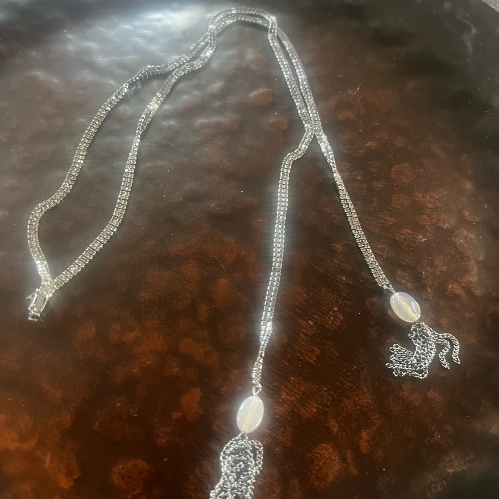Elegant Silver Tassel Necklace